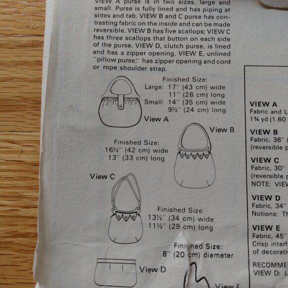 Vintage 70s Purse Sewing Pattern UNCUT Kwik Sew 1001 Shoulder Bags - Picture 6 of 9